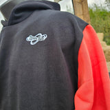 A closer view of the front of the hoody with the embroidered Thorpe Park logo