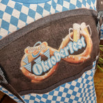 A close up of the printed chestplate with Oktoberfest logo